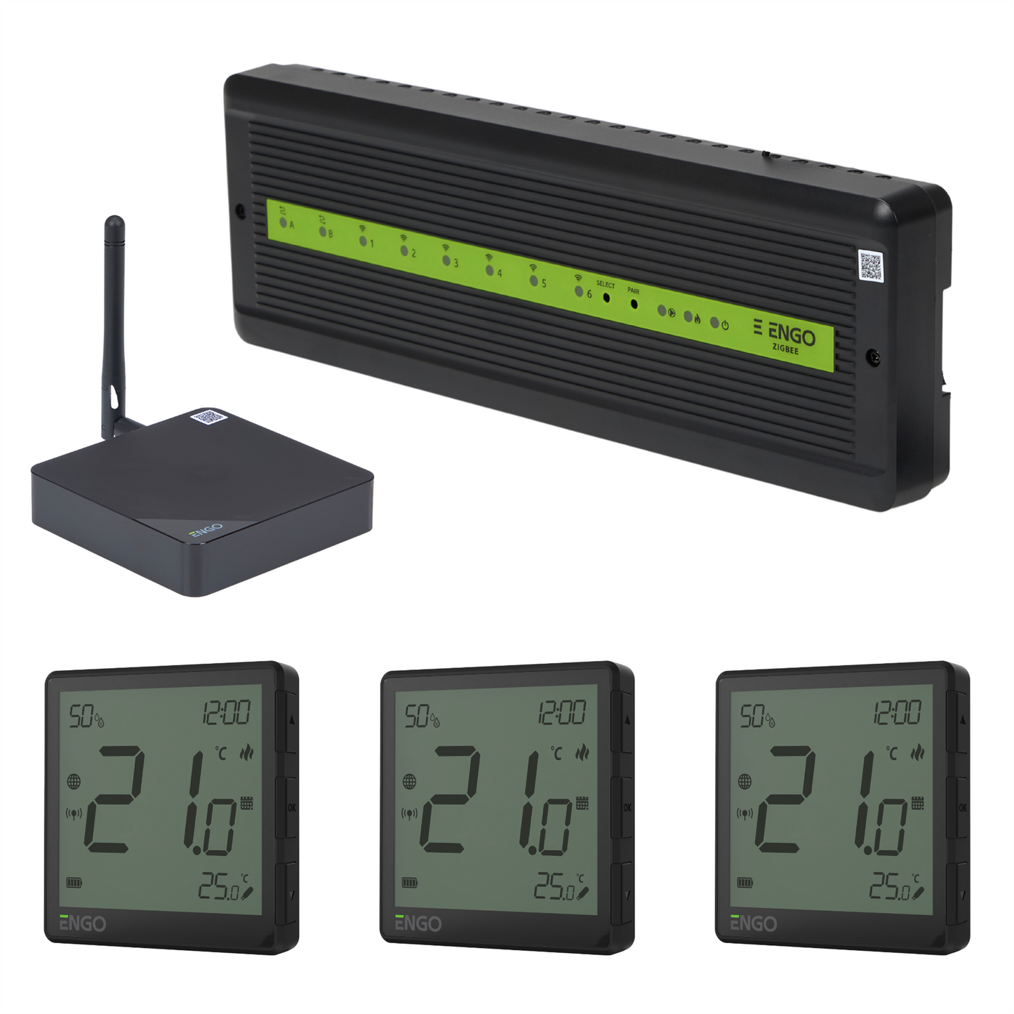ENGO Smart Wireless UFH Control Pack 3 Zone - Black ENGO