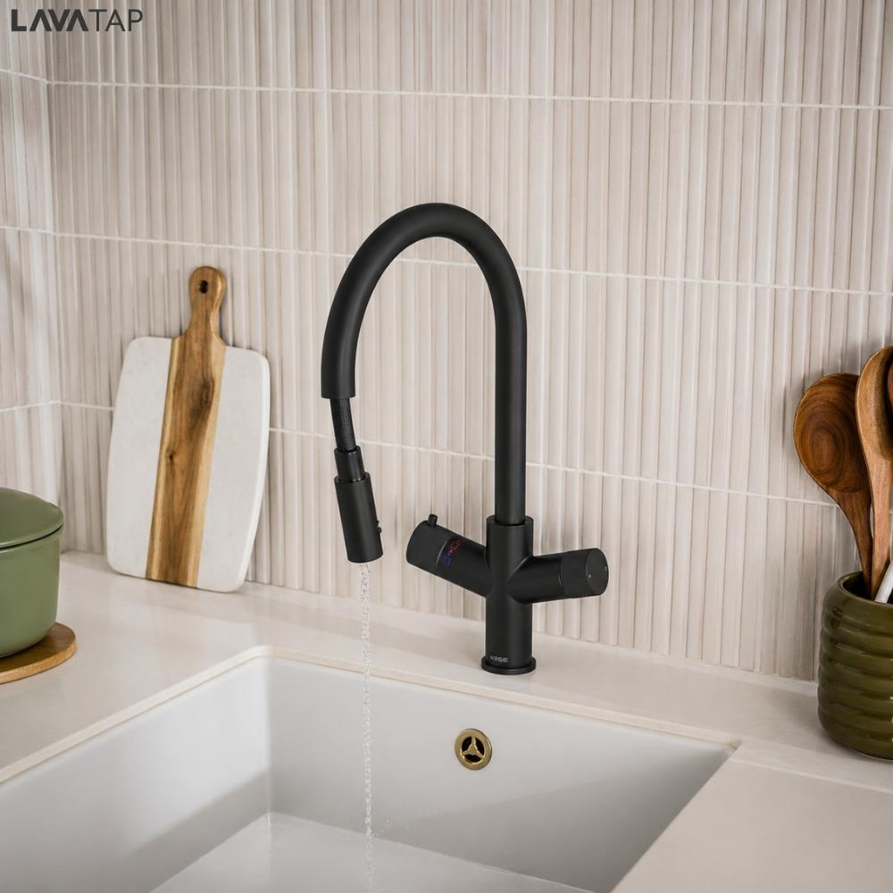 LavaTap 4 in 1 Pull Out Boiling Water Tap Kit with Tank and Filter - Black LavaTap - Close Up Detail