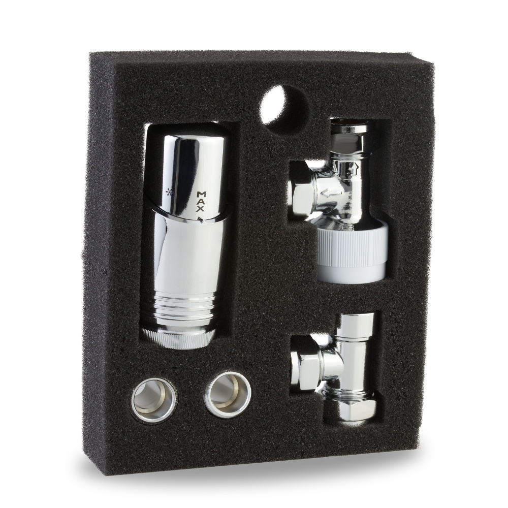 LavaTherm TRV Chrome Thermostatic Radiator Valve - Angled LavaTherm - Close Up Detail