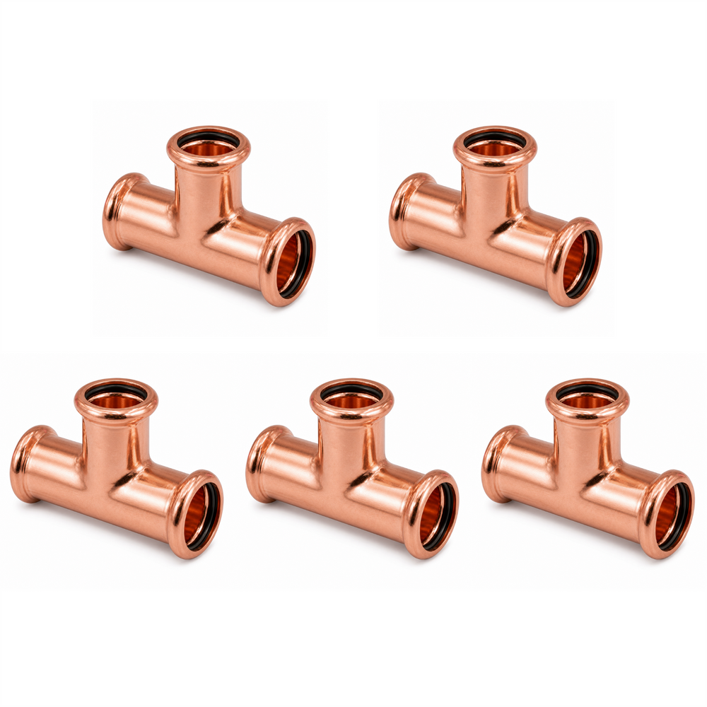 LavaPlumb Copper Pressfit Equal Tee - 28mm - 5 Pack LavaPlumb