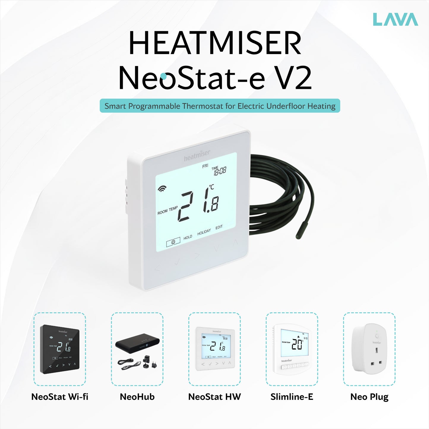 Heatmiser NeoStat-E V2 Electric Heating Thermostat - White