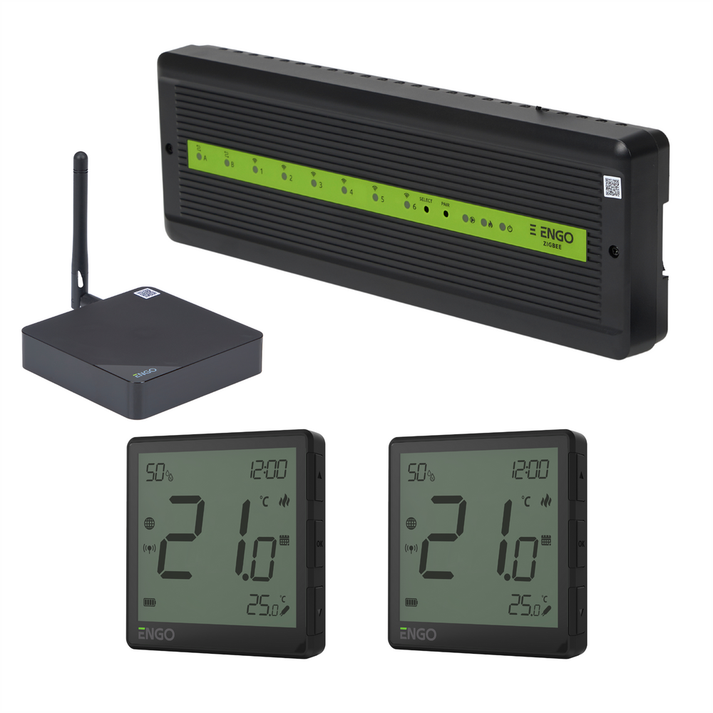 ENGO Smart Wireless UFH Control Pack 2 Zone - Black ENGO