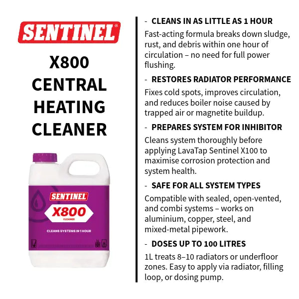 Sentinel X100 Inhibitor and X800 Cleaner Central Heating Treatment Kit LavaStore