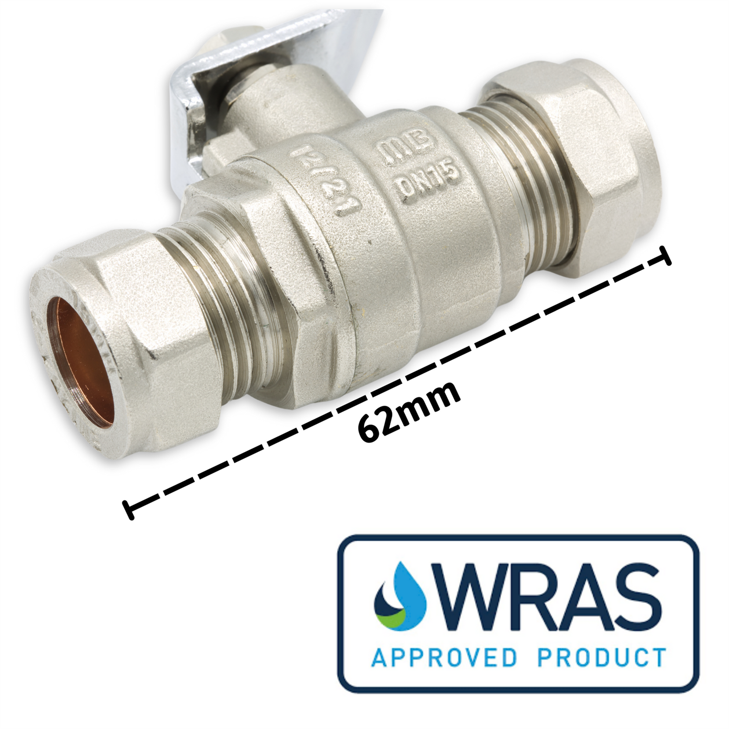 15mm Lever Isolation Valve Compression Blue and Red Handle Lava Wholesale - Installation View