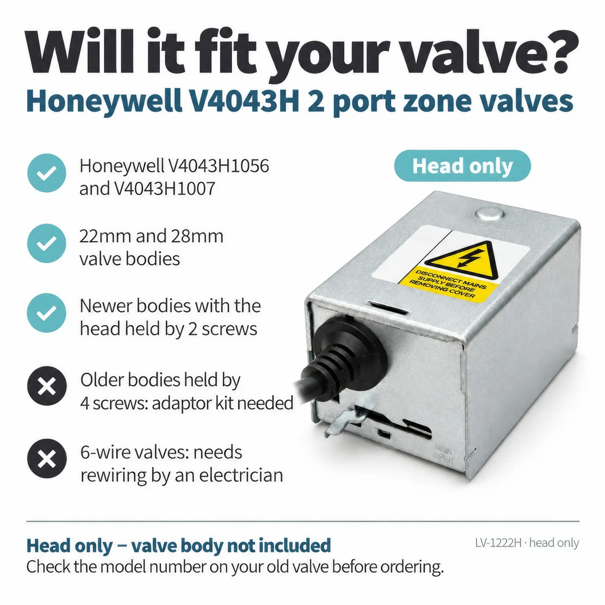 LavaTherm 2 Port Zone Valve Actuator Head Only for Honeywell V4043H1056 LavaTherm