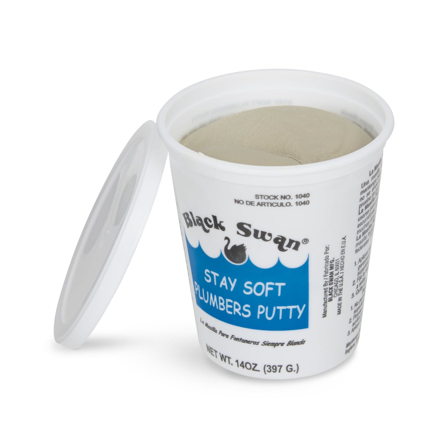Black Swan Stay Soft Plumbers Putty 14oz Black Swan - Close Up Detail