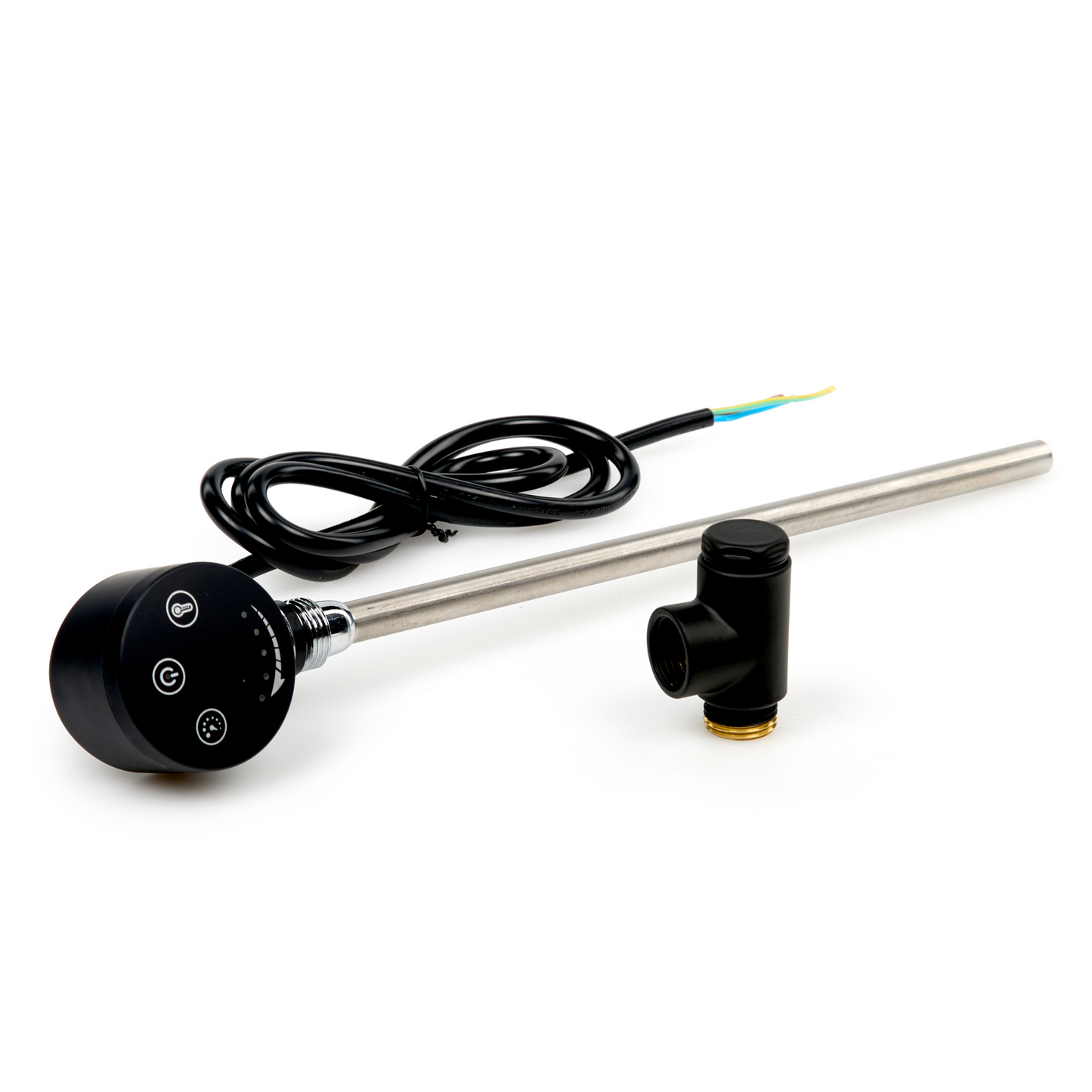 Dual Fuel Kit Thermostatic 300W Towel Rail Heating Element - Black Lava Wholesale - Side Profile