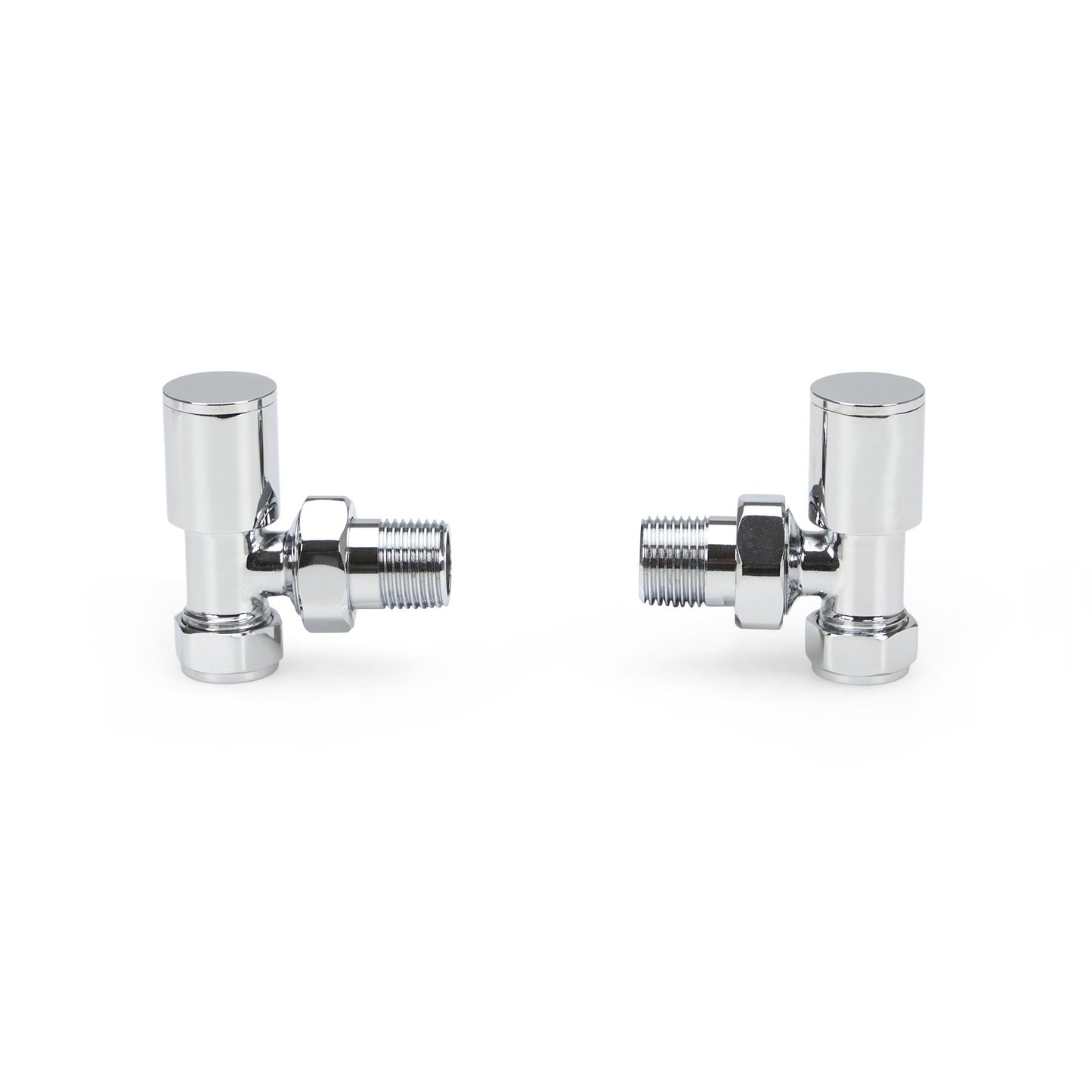 LavaTherm Angled Polished Radiator Valves Pair 15mm LavaTherm - Side Profile