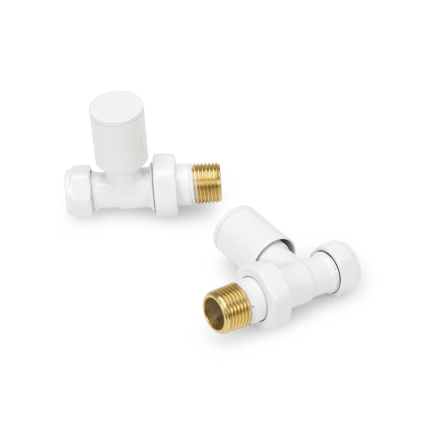 LavaTherm Straight White Radiator Valves Pair 15mm LavaTherm - Side Profile