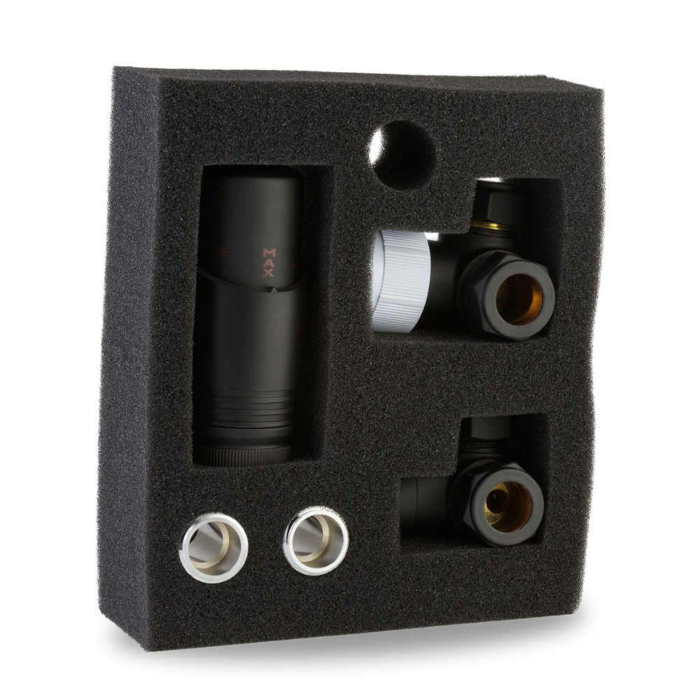 LavaTherm TRV Black Thermostatic Radiator Valve - Corner LavaTherm - Close Up Detail