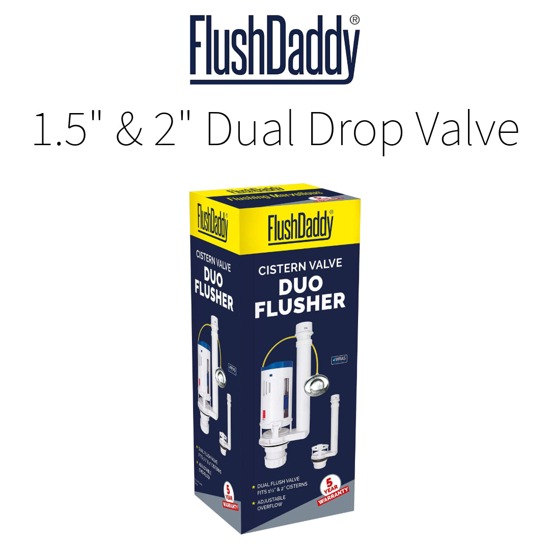 FlushDaddy NP254 Toilet Dual Flush Valve 1.5 Inch and 2 Inch Universal Push Button
