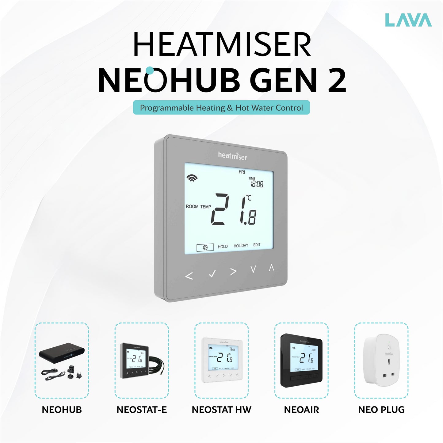 Heatmiser NeoStat V2 Programmable Wired Thermostat  (Platinum Silver)