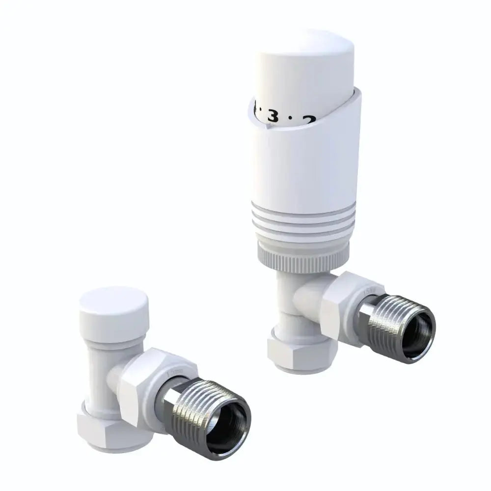 LavaTherm TRV White Thermostatic Radiator Valve - Angled