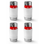 LavaTherm White & Chrome (Curved) Thermostatic Radiator Valve TRV Head M30 x 1.5 - 4 Pack LavaTherm