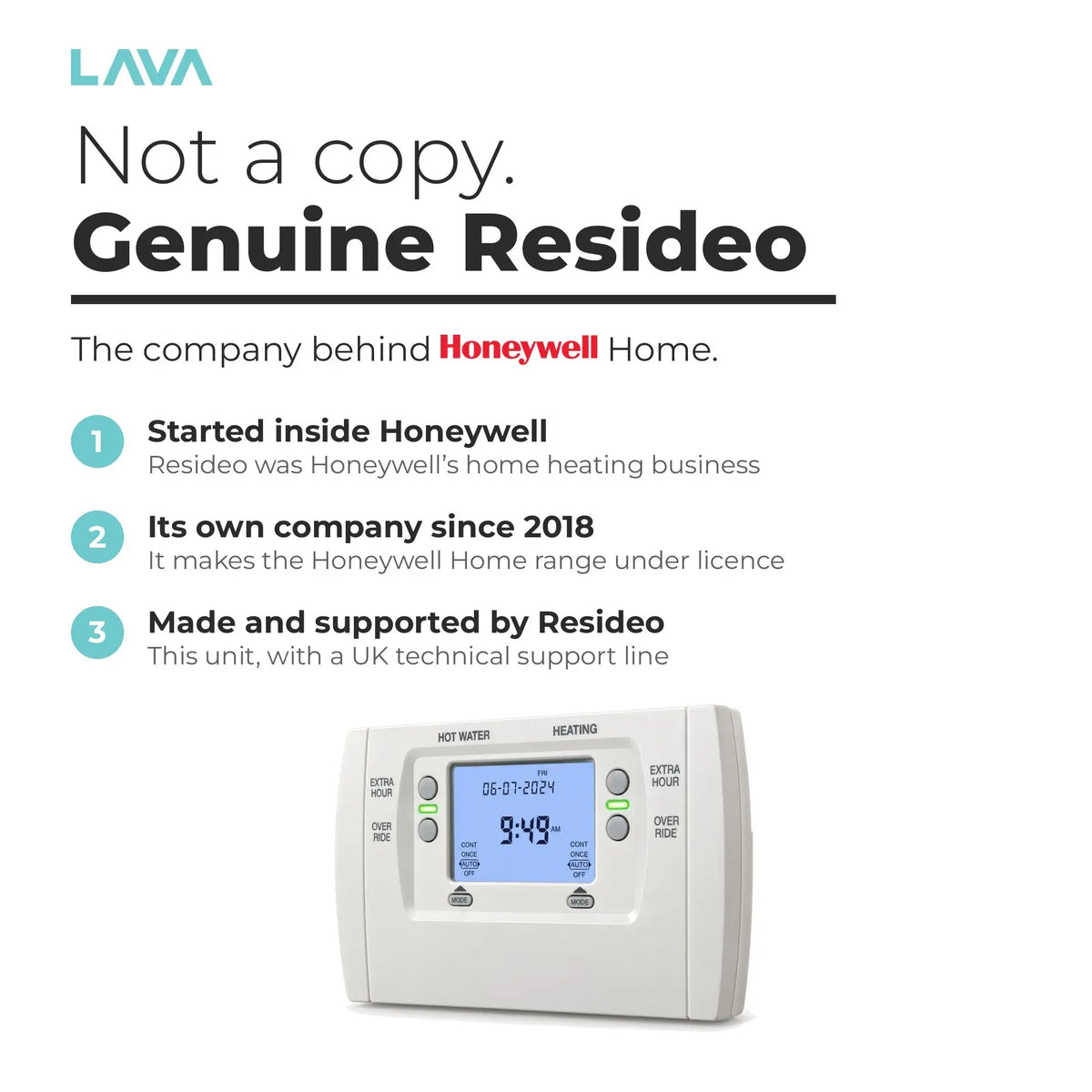 Made and supported by Resideo, the company behind Honeywell Home