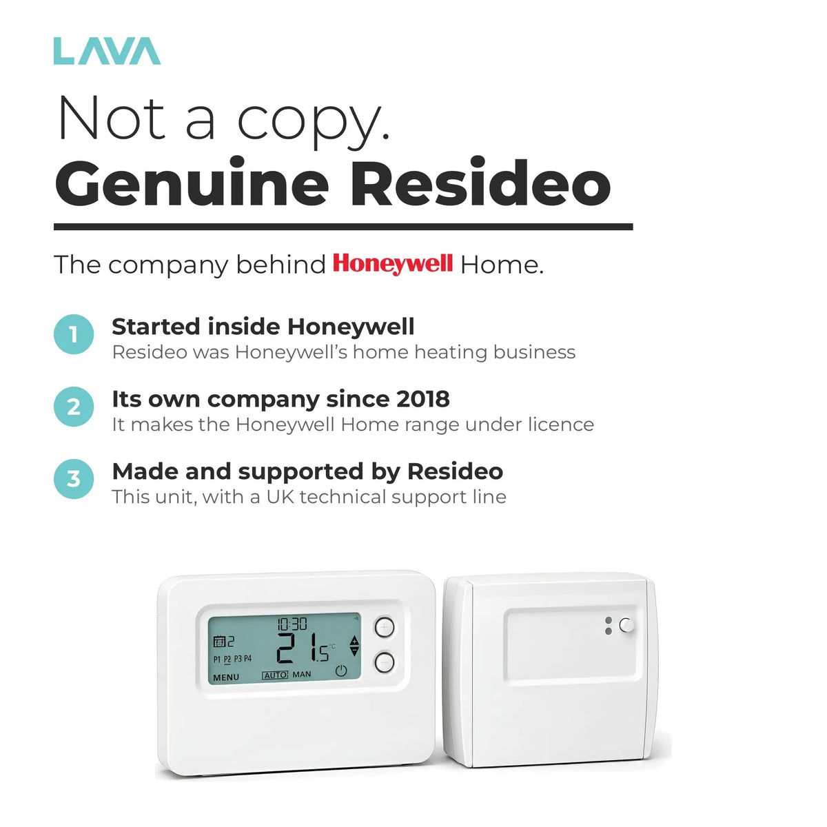 Made and supported by Resideo, the company behind Honeywell Home