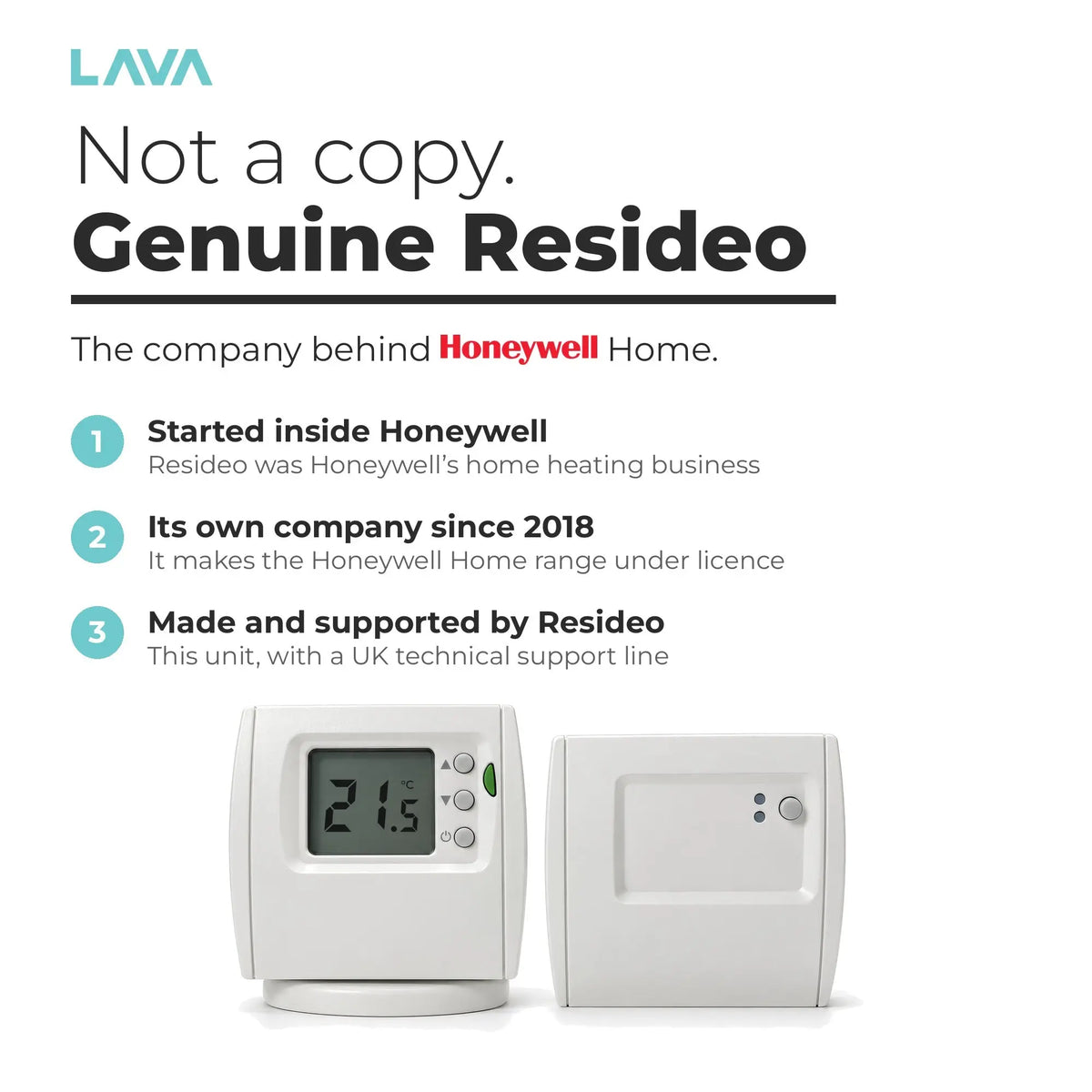 Made and supported by Resideo, the company behind Honeywell Home