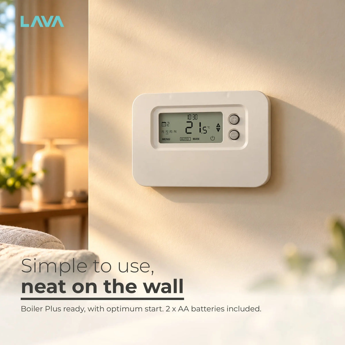 TotalHome TTHWP wired thermostat on a living room wall