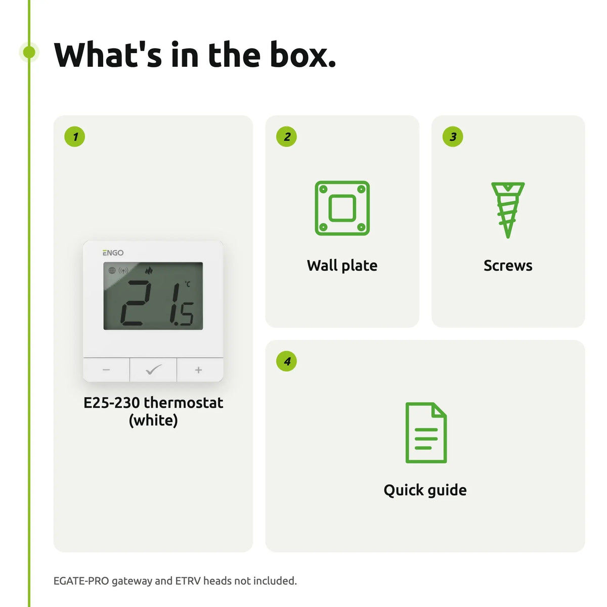 ENGO E25-230 white thermostat – what's in the box