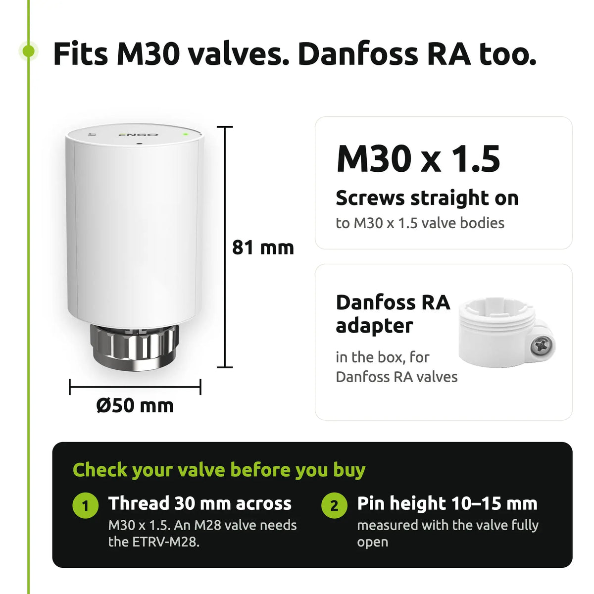 ENGO ETRV-M30 smart Zigbee thermostatic radiator valve, M30 x 1.5 – view 5