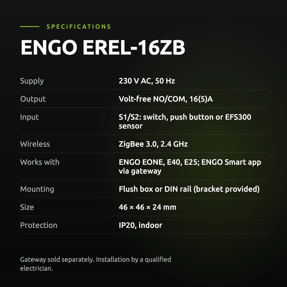 ENGO EREL-16ZB ZigBee relay – specifications