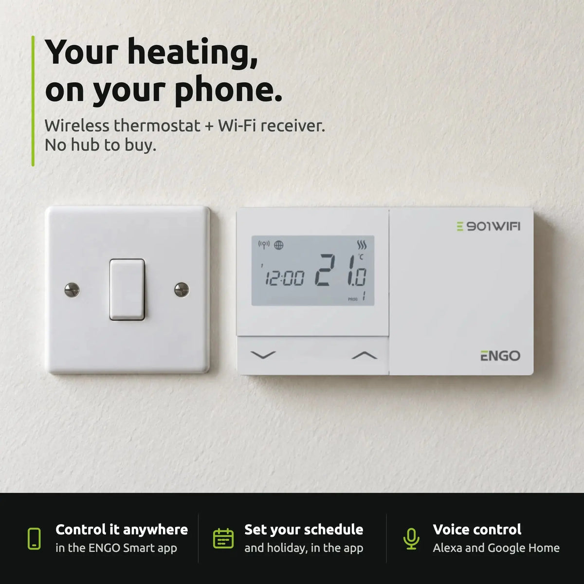 OPENBOX - ENGO E901WIFI Wireless Smart Thermostat 7 Day Programmable Wifi Smart Heating  Alexa Google ENGO Smart App ENGO