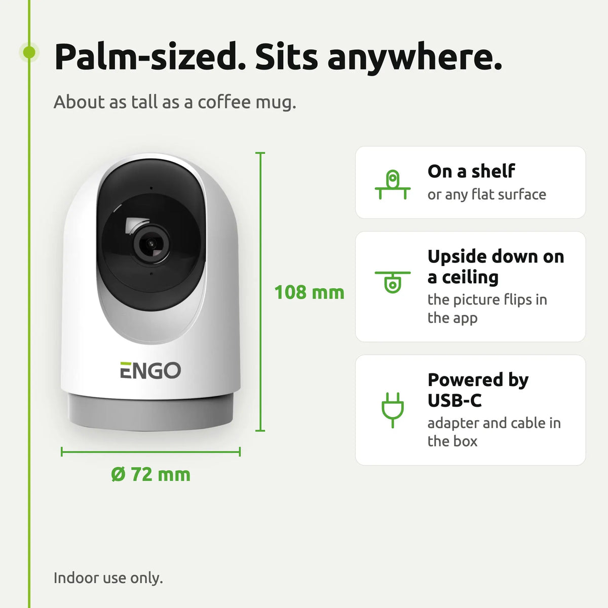 ENGO ECAM indoor camera – size and fitting