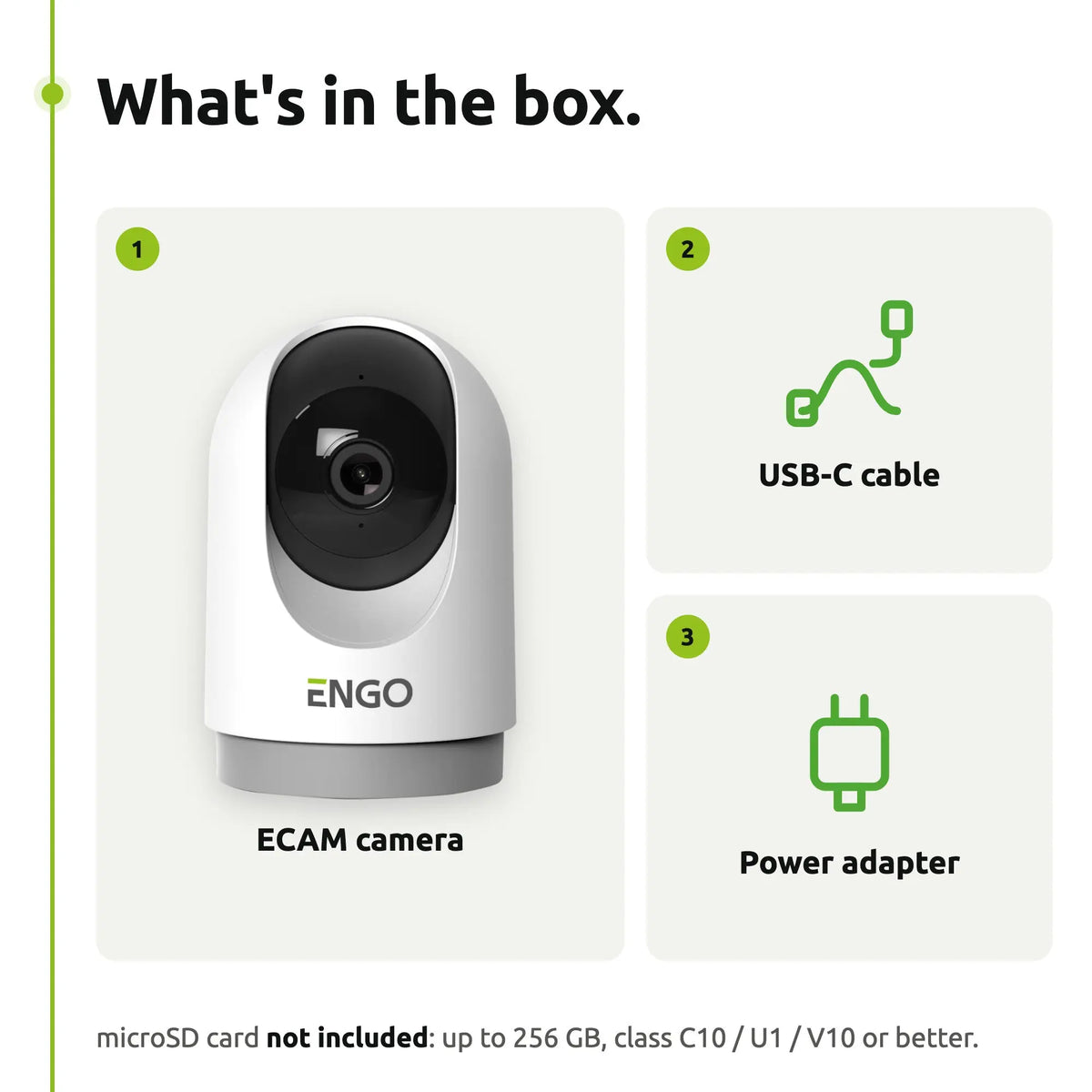 ENGO ECAM indoor camera – what's in the box