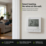 ENGO E40 thermostat in white on a wall in a UK home