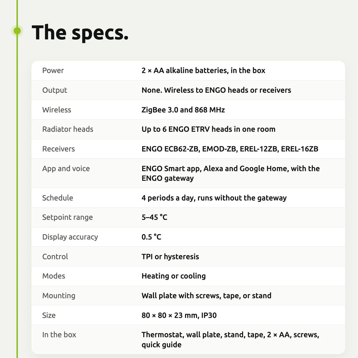 ENGO E40-BAT specifications