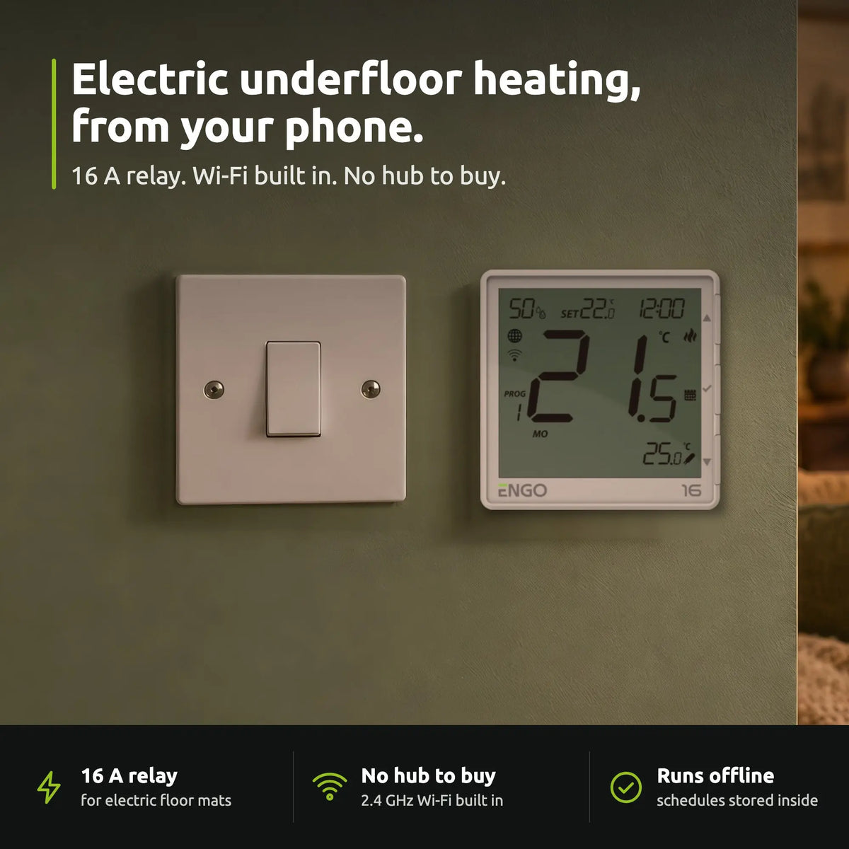 ENGO EONE-16 white: Underfloor heating from your phone