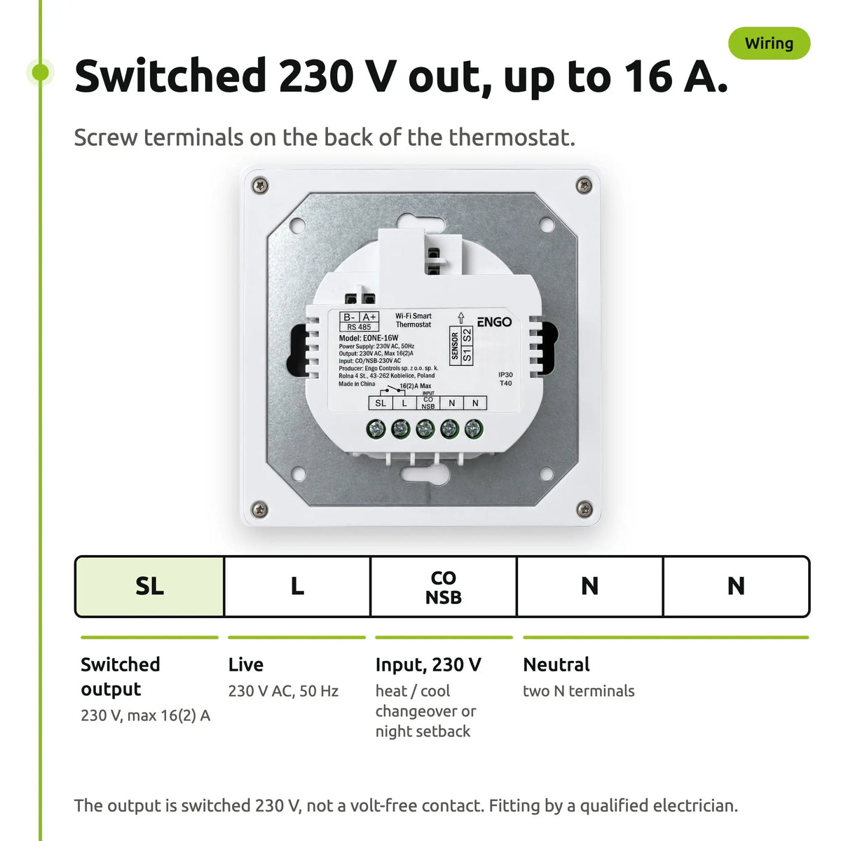 ENGO EONE-16 white: Wiring, switched 230 V
