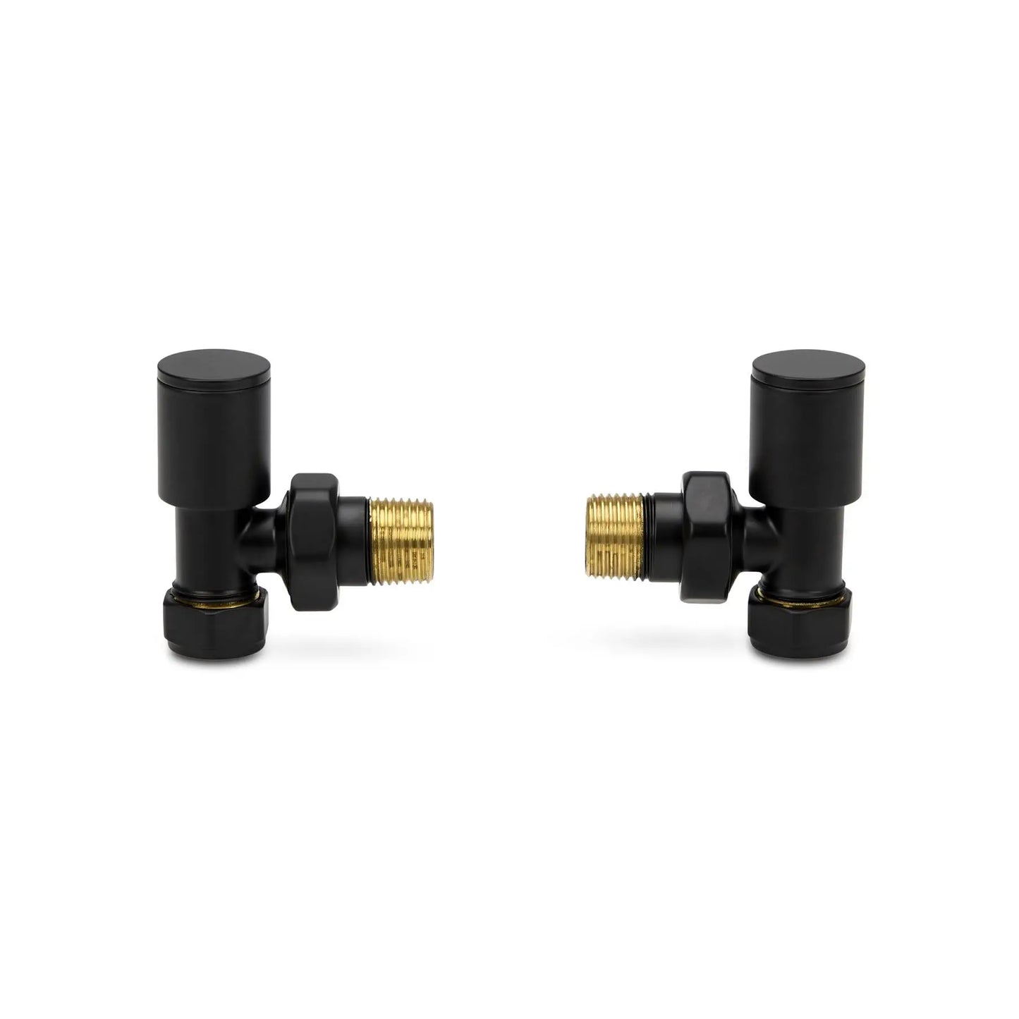 LavaTherm Angled Black Radiator Valves Pair 15mm