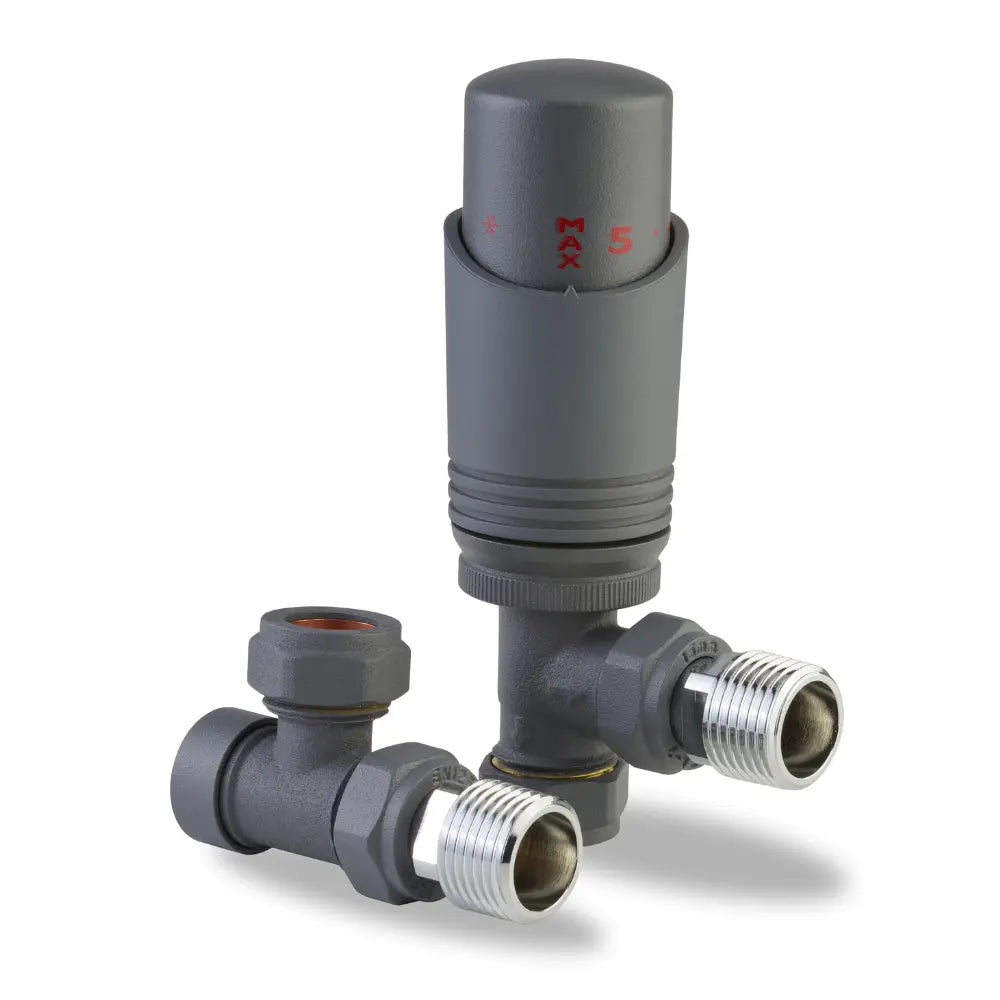 LavaTherm TRV Anthracite Thermostatic Radiator Valve - Angled