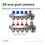 LavaTherm 4 Port Stainless Underfloor Heating Manifold 16mm LavaTherm