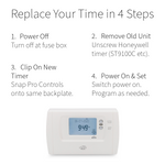 7-Day Heating Timer – Replaces Honeywell Thermostat ST9100C, ST9100A, ST6100, ST7100 Pro - Rear View
