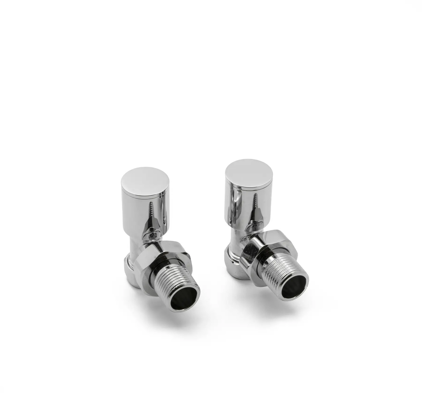 LavaTherm Angled Polished Radiator Valves Pair 15mm