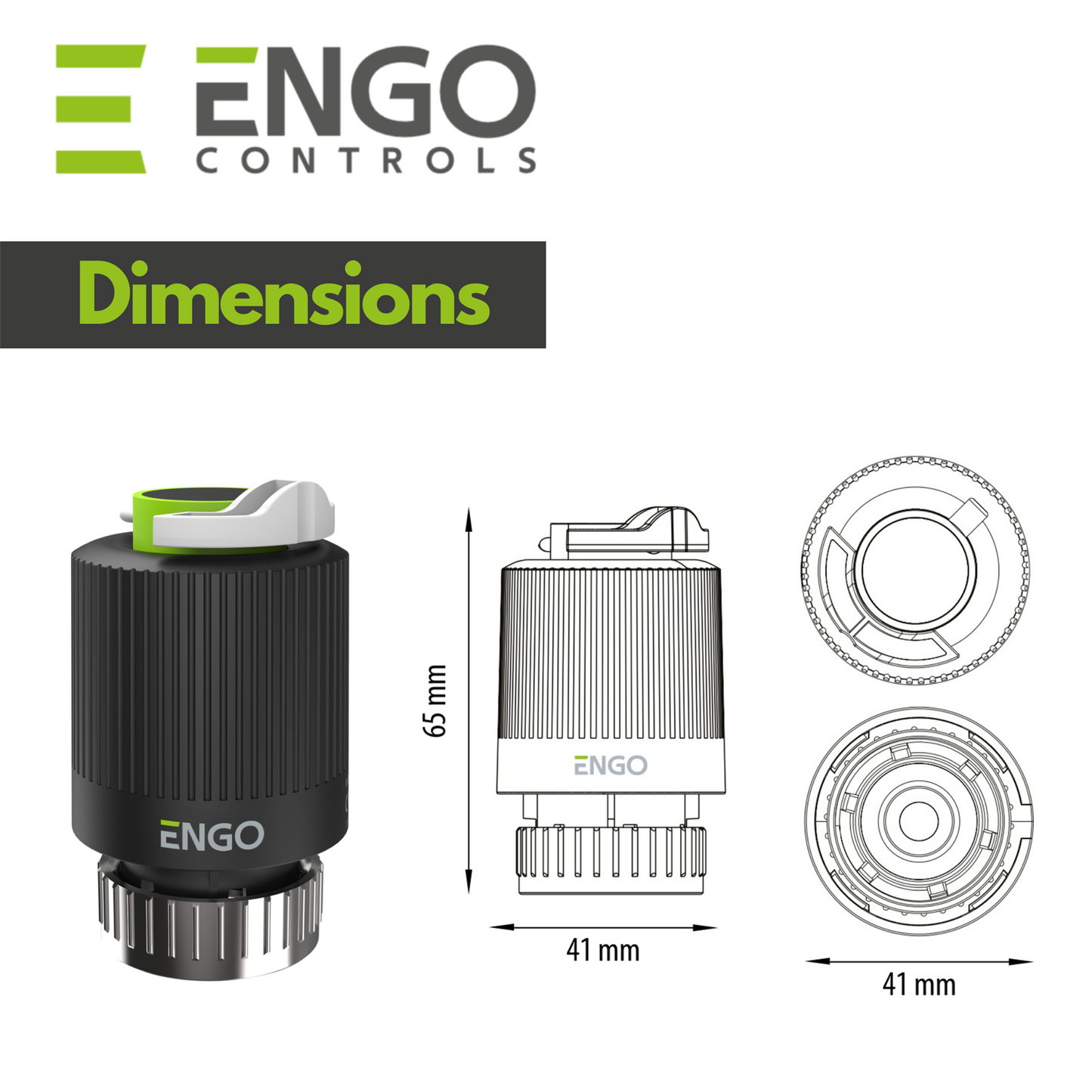 ENGO E30NC-230 Thermal Actuator 230V M30x1.5 ENGO Controls - Rear View