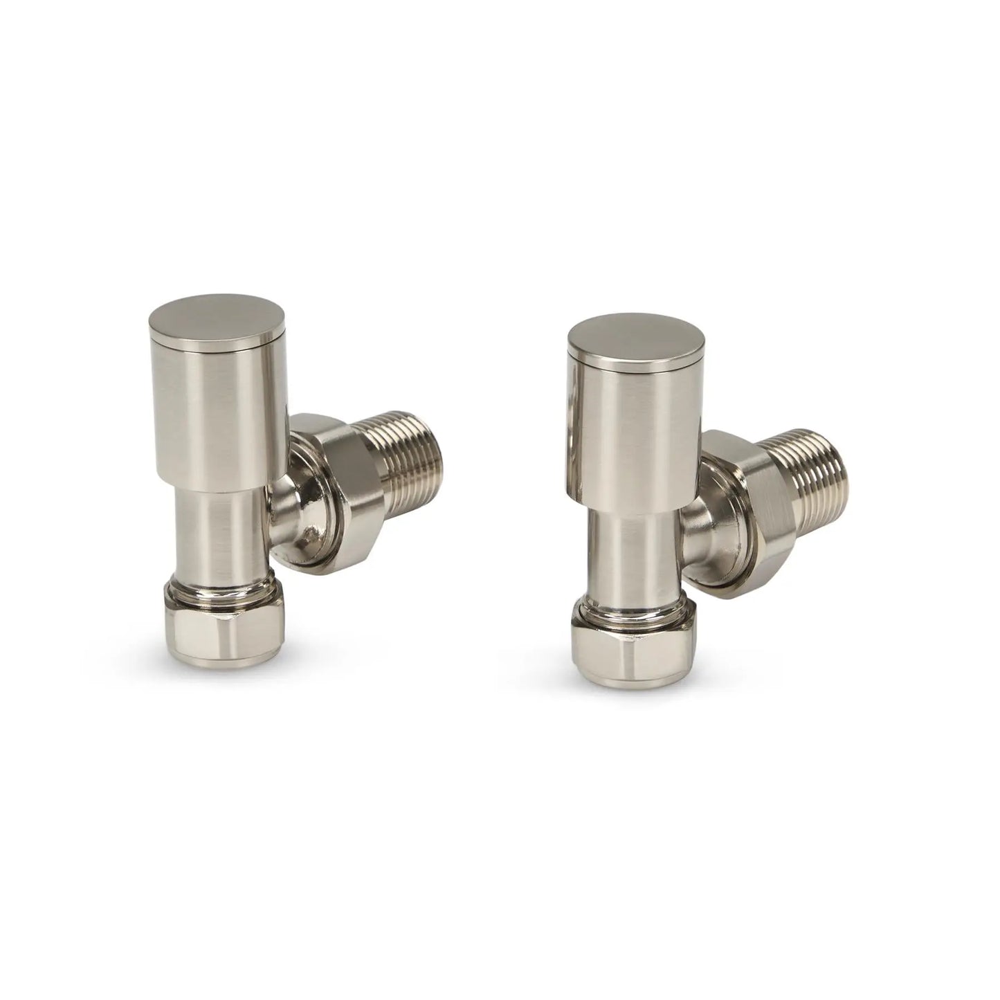 LavaTherm Angled Brushed Radiator Valves Pair 15mm