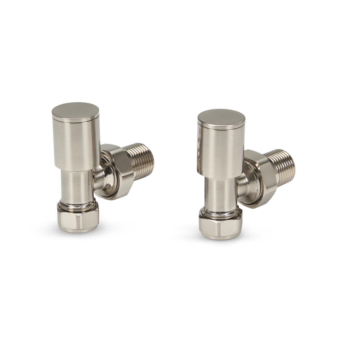 LavaTherm Angled Brushed Radiator Valves Pair 15mm LavaTherm - Close Up Detail