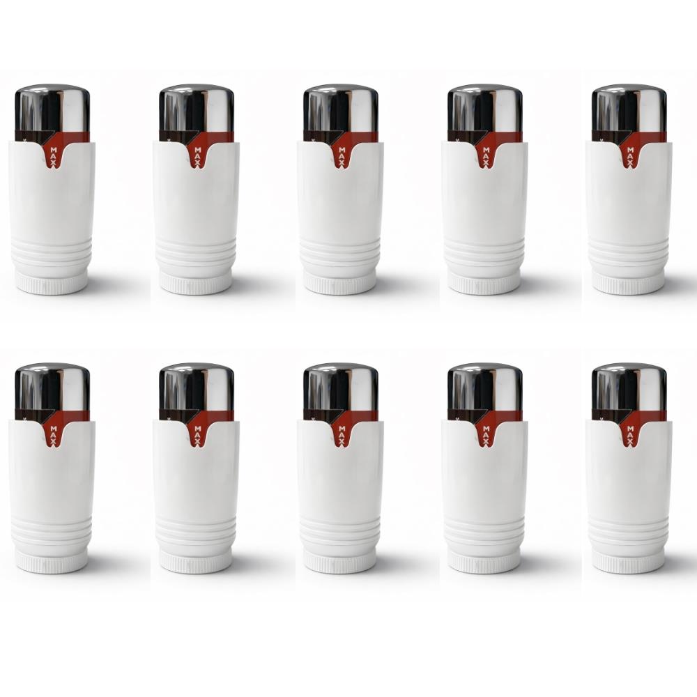 LavaTherm White and Chrome Thermostatic Radiator Valve TRV Head M30 x 1.5 - 10 Pack LavaTherm