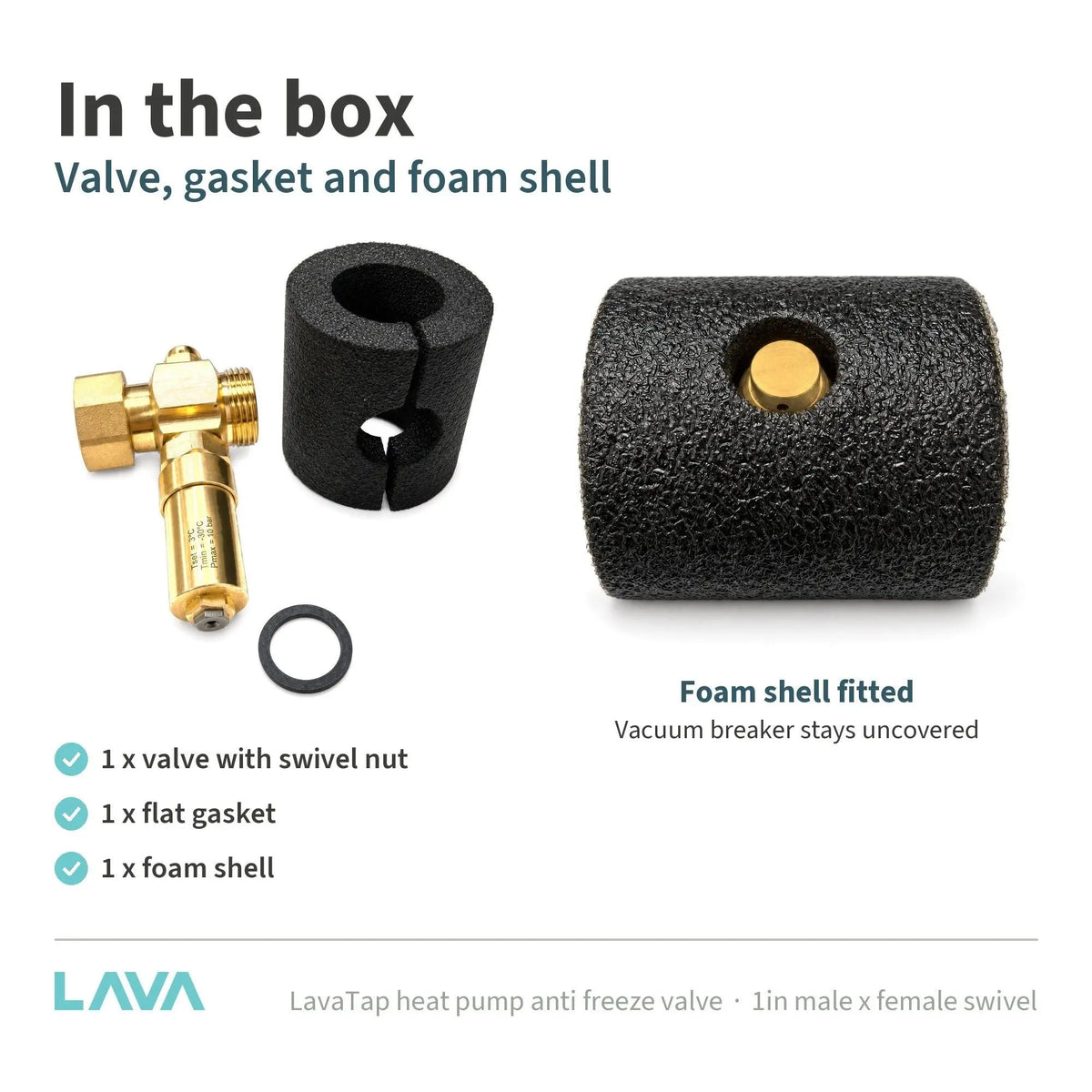 LavaTap 1in male x female swivel anti freeze valve – in the box