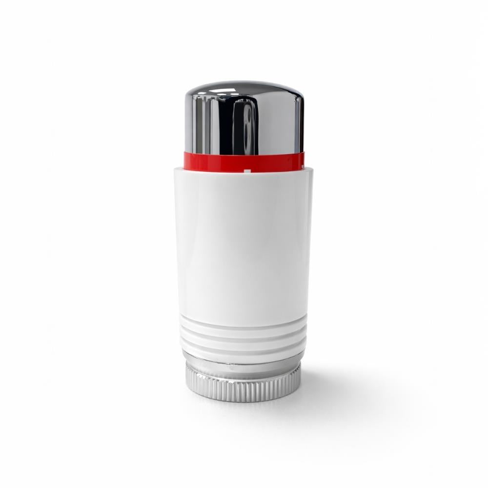 LavaTherm White & Chrome (Curved) Thermostatic Radiator Valve TRV Head M30 x 1.5 - 2 Pack LavaTherm - Close Up Detail
