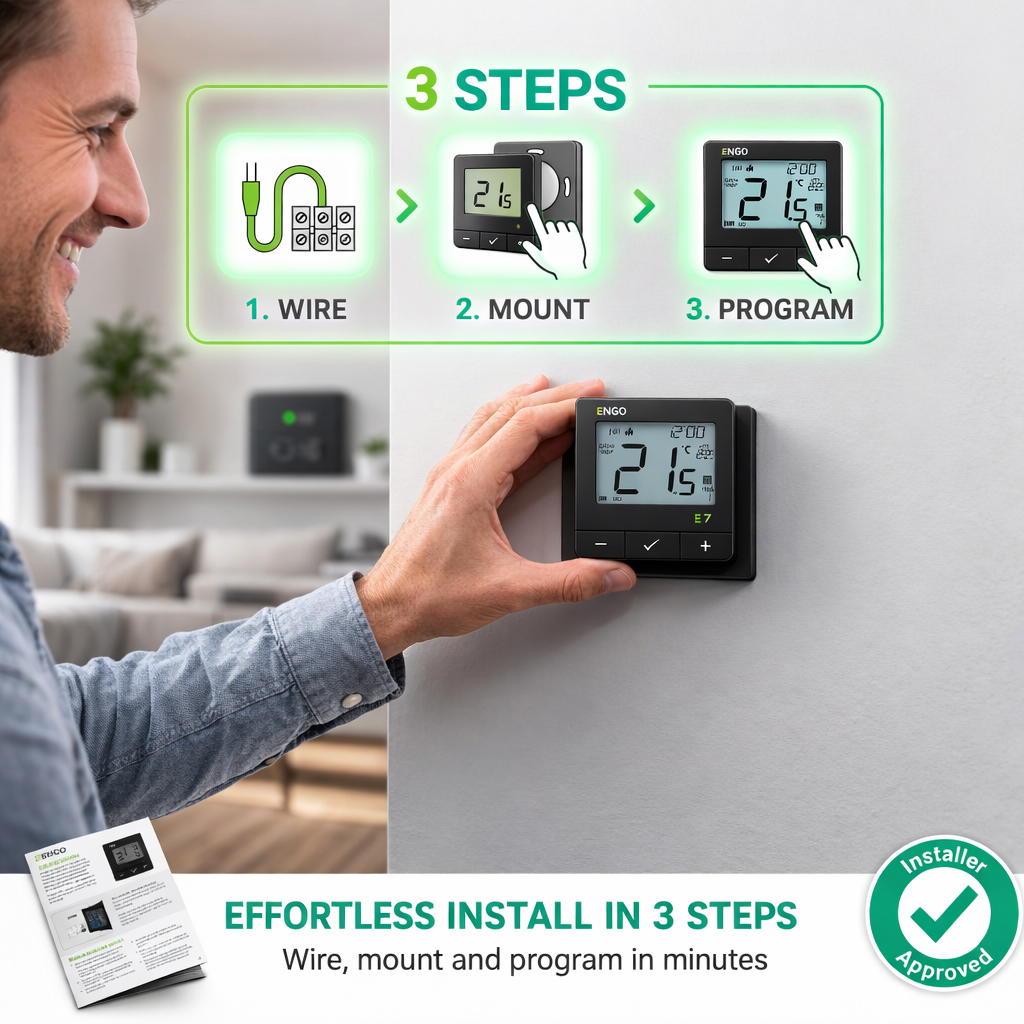 ENGO E7-RFB Wireless Thermostat - Black ENGO Controls