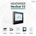 Heatmiser NeoStat V3 Programmable Wired Thermostat  (Saphire Black) Heatmiser - Side Profile