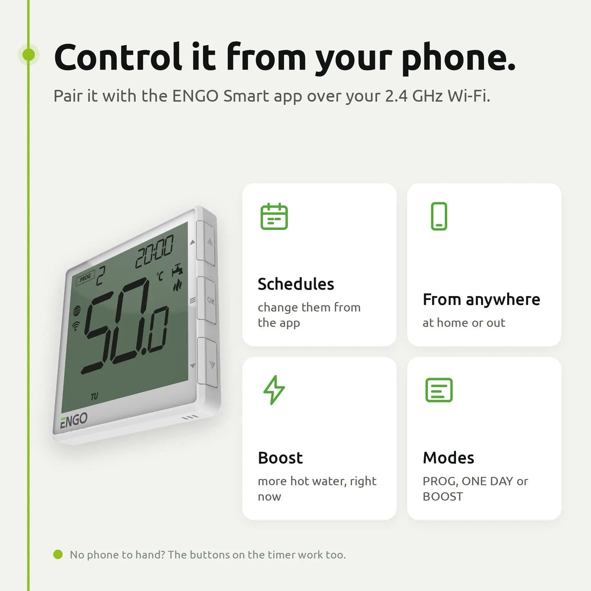 ENGO EHW-W Wi-Fi hot water timer, white