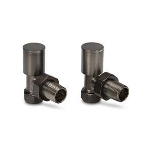 LavaTherm Angled Brushed Gun Metal Radiator Valves Pair 15mm