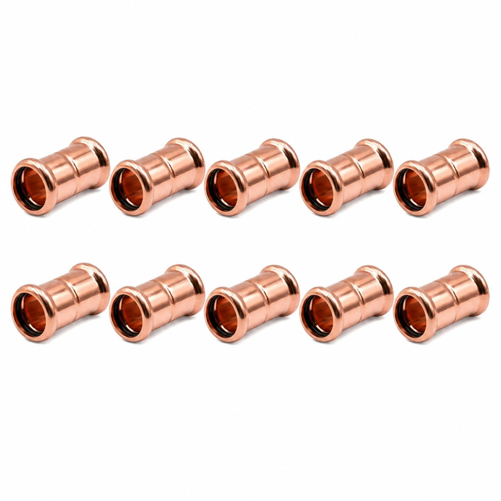 LavaPlumb Copper Pressfit Straight Coupler - 15mm - 10 Pack LavaPlumb