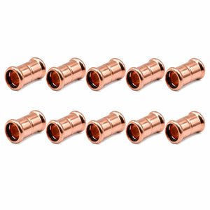 LavaPlumb 15mm Copper Press Fit Straight Coupler 10 Pack – M-Profile WRAS