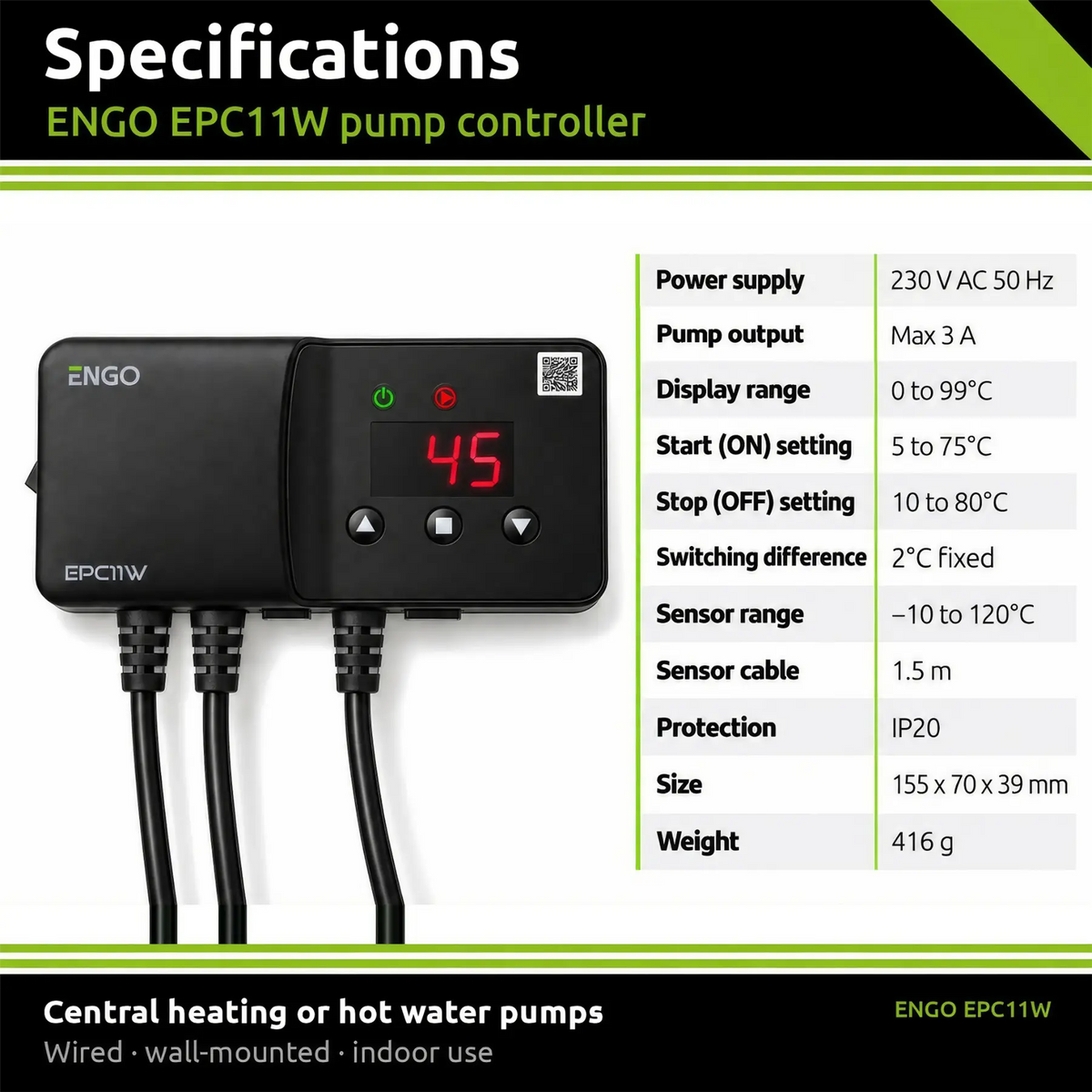 ENGO EPC11W Pump Controller for CH & Hot Water ENGO